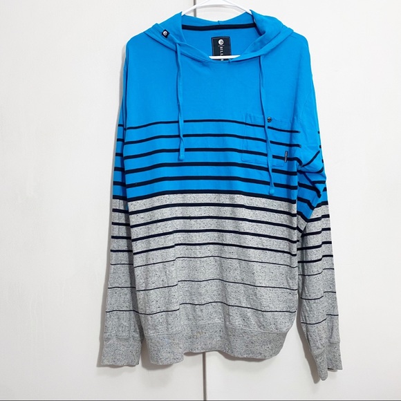 BILLABONG striped hoodie striped color blocked side and chest 100% cotton knit M - Picture 1 of 12